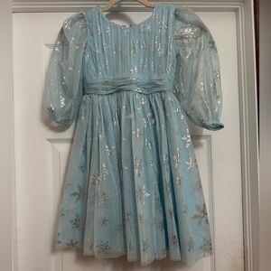 Ivy City Co Snowflake dress, Blue and Silver.